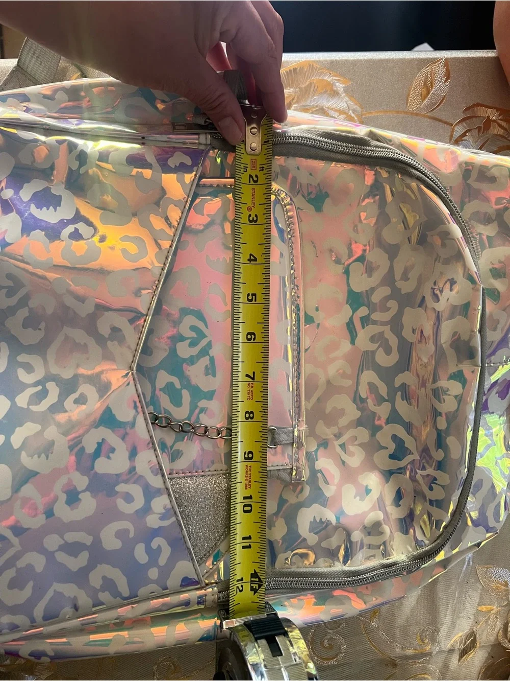 Holographic Leopard Print Backpack - Iridescent Pink